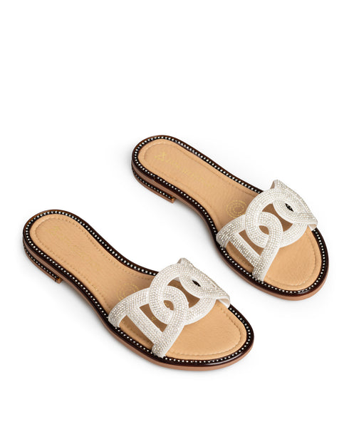 Sandalia Plana Plata Brillos 1041KR
